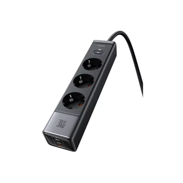 The Mcdodo CH-0620 secure socket design with a non-slip base and light indicator.
