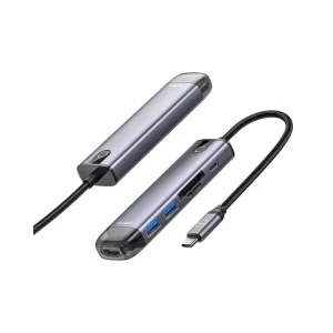 موزع ماكدودو HU-7740 6 في 1 USB-C 100 واط PD للشحن السريع - رمادي