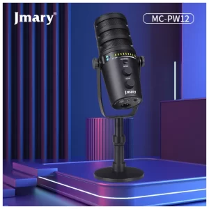 ميكروفون Jmary MC-PW12 على المكتب مع أضواء RGB للبث