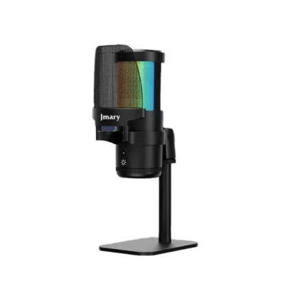 Jmary MC-PW13 RGB USB Microphone Black front view with RGB lighting