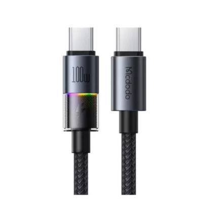 Mcdodo CA-8200 fast charging cable with aluminum alloy USB-C connectors and 7 colorful LED lights