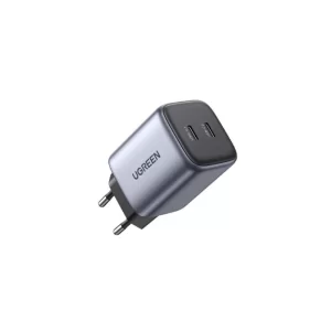 شاحن يوجرين CD294 نيكسود ثنائي USB-C بقوة 45 وات أسود - محول شحن سريع ومدمج