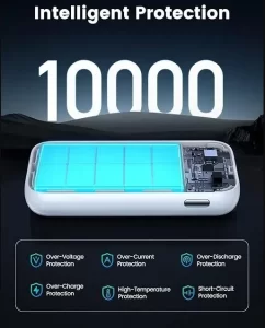 باور بانك 10000 مللي أمبير مع شحن سريع وشاشة LED