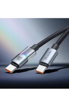 كابل ماكدودو CA-8200 USB-C إلى USB-C 100 واط للشحن السريع مع أضواء RGB - تصميم مضفر من النايلون المتين