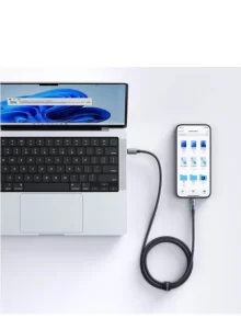 كابل ماكدودو CA-8200 USB-C إلى USB-C لشحن الكمبيوتر المحمول والهاتف الذكي بإضاءة LED ملونة
