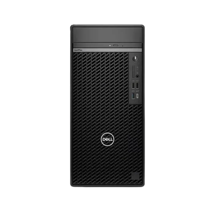 Front view of the Dell OptiPlex Plus 7020 desktop computer with a sleek, professional design