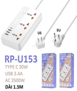Simultaneously charging an iPhone, Android tablet, and wireless earbuds with the Remax RP-U153 3A1C wall adapter