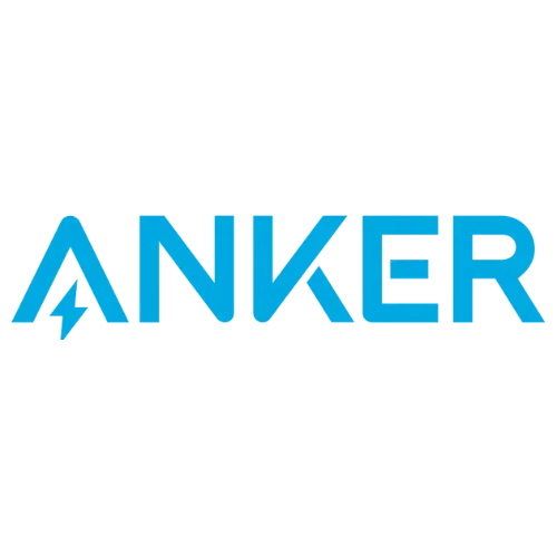 Anker power banks, wall chargers, and charging cables neatly arranged on a minimalist tech desk