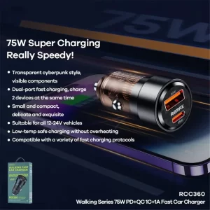 Remax RCC360 Smart Chip Safe Car Charger 75W