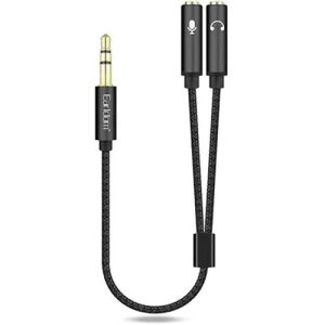 Earldom ET-AUX202 splitter dual 3.5mm female ports for mic and headphone