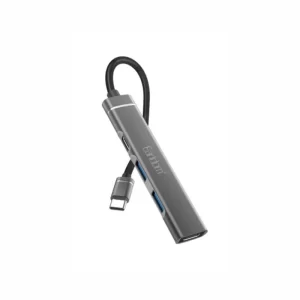 موزع إيرلدوم ET-HUB19 USB-C ذو 4 منافذ باللون الرمادي بتصميم صغير الحجم