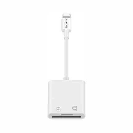 Earldom ET-OT47 Lightning to 2in1 Card Reader Adapter White front view