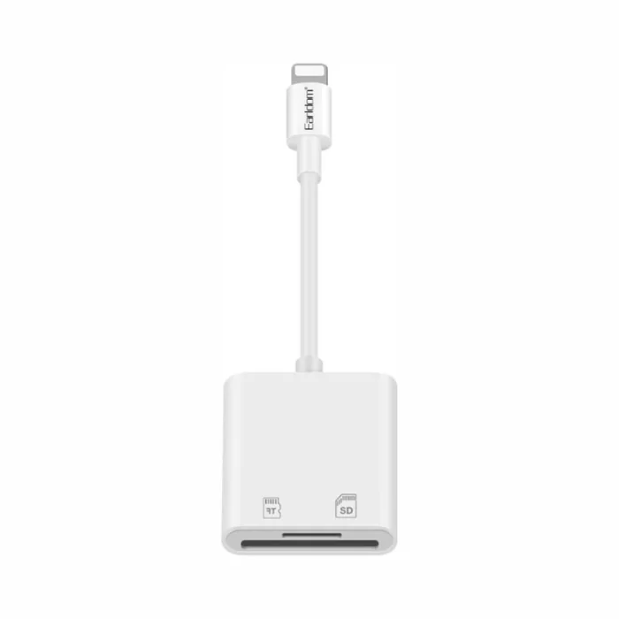 Earldom ET-OT47 Lightning to 2in1 Card Reader Adapter White front view