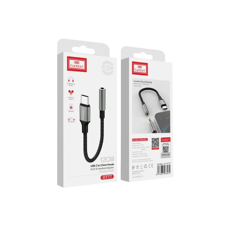 Earldom ET-OT77 Type-C to 3.5mm Earldom ET-OT77 Type-C to 3.5mm adapter retail packaging