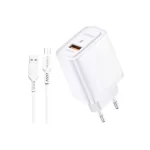 The USB-A port and built-in cable of the Earldom 18W Wall Charger