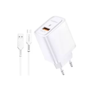 راس شاحن ايرلدوم EU35 منفذ USB-A والكابل المدمج في شاحن الحائط 18واط