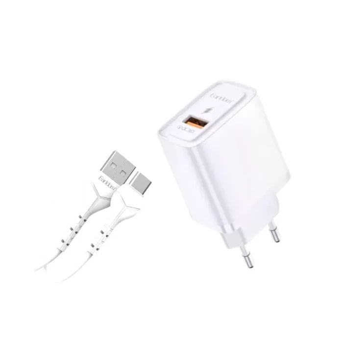 Earldom Fast Charger quickly powering up a smartphone via USB-C