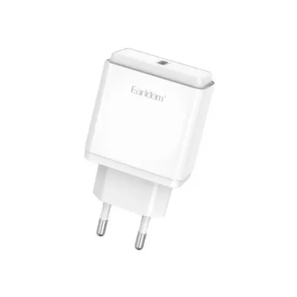 Earldom 20W USB-C Fast Wall Charger in White, isolated on a white background