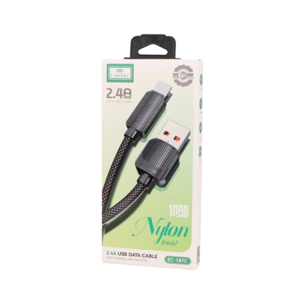 Earldom USB To Type-C Cable, 1 Meter, Black - EC-187C