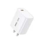 White REMAX U187-C30W 30W GaN Fast Charger with foldable plug on a clean background