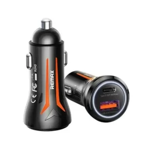 Remax CC05 54W Fast Car Charger with Blue LED Light - Zinc Alloy Body