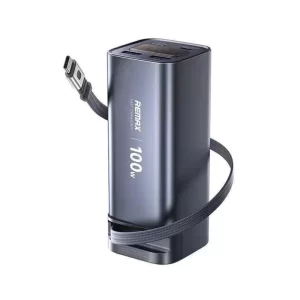 Remax FC-22 20000mAh 100W Power Bank with Built-in Type-C Telescopic Cable – Deep Sky Gray