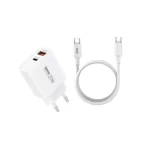 Remax RP-U153 20W Fast Charger with USB and USB-C Port in White