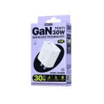 Size comparison of REMAX 30W GaN charger next to a traditional 5W iPhone charger