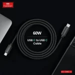 ايرلدوم EC-188C-C كابل USB-C الي USB-C مقاس 1 متر 60 واط - اسود - الصورة 6