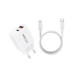 Remax RP-U153 20W USB-C Wall Charger with USB-C to Lightning Cable in White