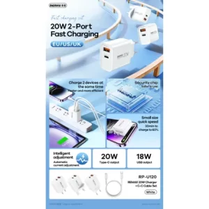  Compact and powerful Remax RP-U153 20W USB charger shown next to a coin for size comparison