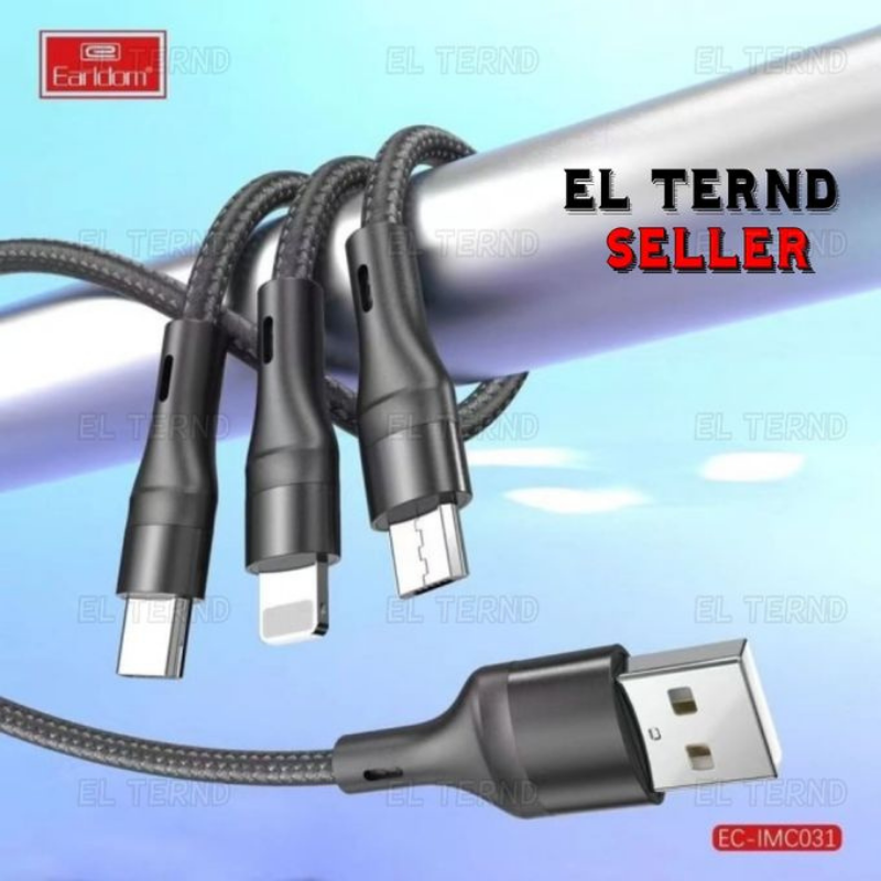 Earldom EC-IMC031 Fast Charging Cable Nylon Braided Multi 3 in 1 Earldom EC-IMC031 Fast Charging Cable Nylon Braided Multi 3 in 1