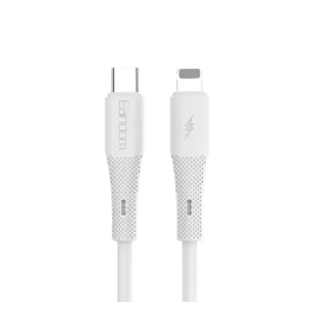 كابل الشحن السريع ايرلدوم EC-185C-L 30 واط 1 متر من السيليكون الأبيض مع موصلات كابل لايتنينج الي تايب سي