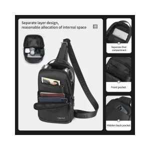 Tigernu T-S8173 compact waterproof sling bag with adjustable shoulder strap for men.