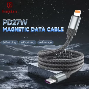 Earldom EC-207 magnetic cable charging an iPhone on a desk