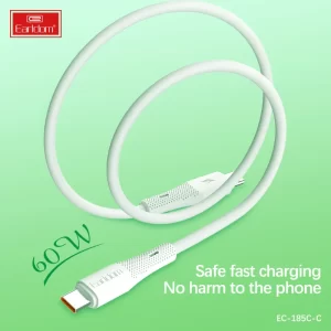 Flexible silicone Earldom USB-C to USB-C cable close-up