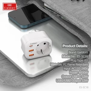 Earldom ES-SC18 travel adapter full set presentation