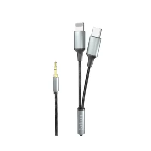 Earldom ET-AUX71 Lightning and USB-C to 3.5mm audio cable black