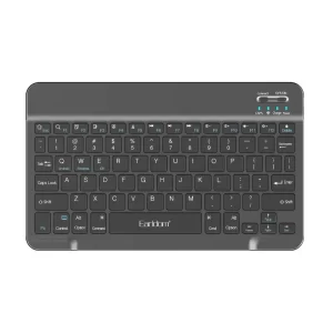 Earldom ET-KB6 Bluetooth keyboard in use with a laptop and tablet on a modern desk