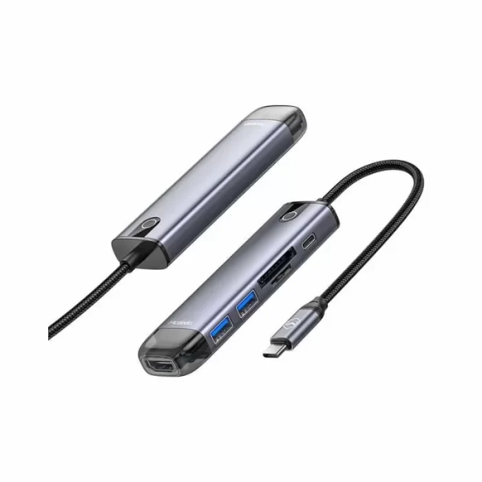 Mcdodo HU-7740 6-in-1 USB-C Hub 100W PD Fast Charging – Grey