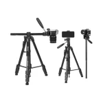 Jmary Tripod KP-2274 Professional Camera Tripod with 4-Section Aluminum Legs – Black