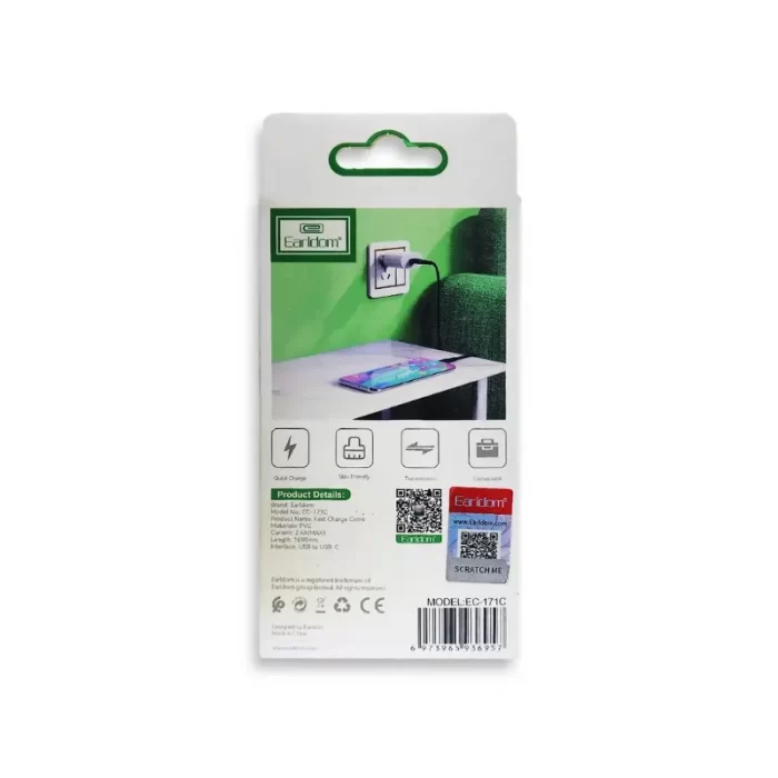Earldom EC-171C USB Type-C Cable Charging Smartphone – 1 Meter Length