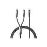 REMAX CB25 (C-C + L) 100W Aluminum Braided Data Cable – Dual Port Fast Charging Cable, Type-C and Lightning, 1.2M Black