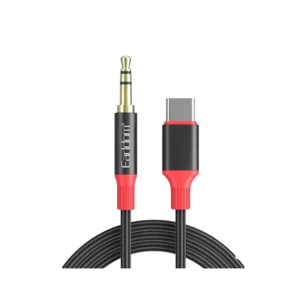 Close-up of the durable braided nylon on the Earldom AUX76L cable