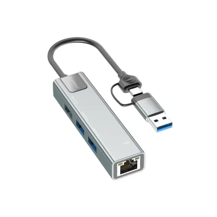 Earldom ET-HUB23 USB-A and USB-C 5-in-1 HUB with RJ45 LAN Port