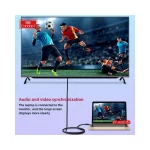 Earldom W26 HDMI cable plugged into laptop and projector