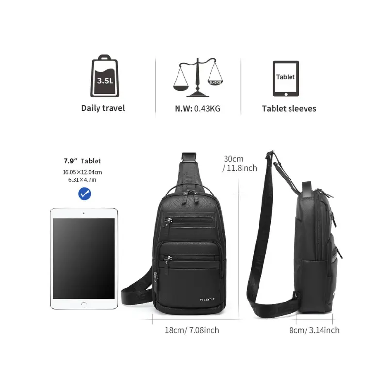 Tigernu T-S8173 Bag Concise Chest Waterproof Anti-wrinkle Sling Bag For Men Fashion Commuting Bag For 7.9 inches iPad_2 Tigernu T-S8173 compact waterproof sling bag with adjustable shoulder strap for men.