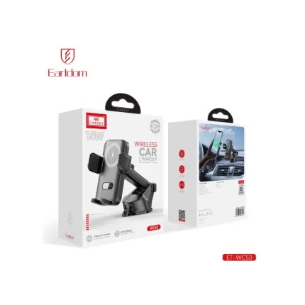 Close-up of the Earldom ET-C53 phone holder showing the 360-degree ball head adjustment and strong magnetic mount.