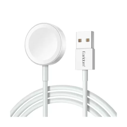 Close-up of magnetic connector on white Earldom wireless charging cable