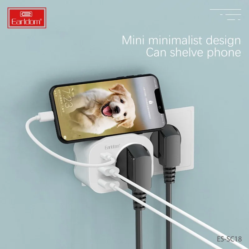 Earldom ES-SC18 Adapter Earldom ES-SC18 travel adapter top phone shelf design